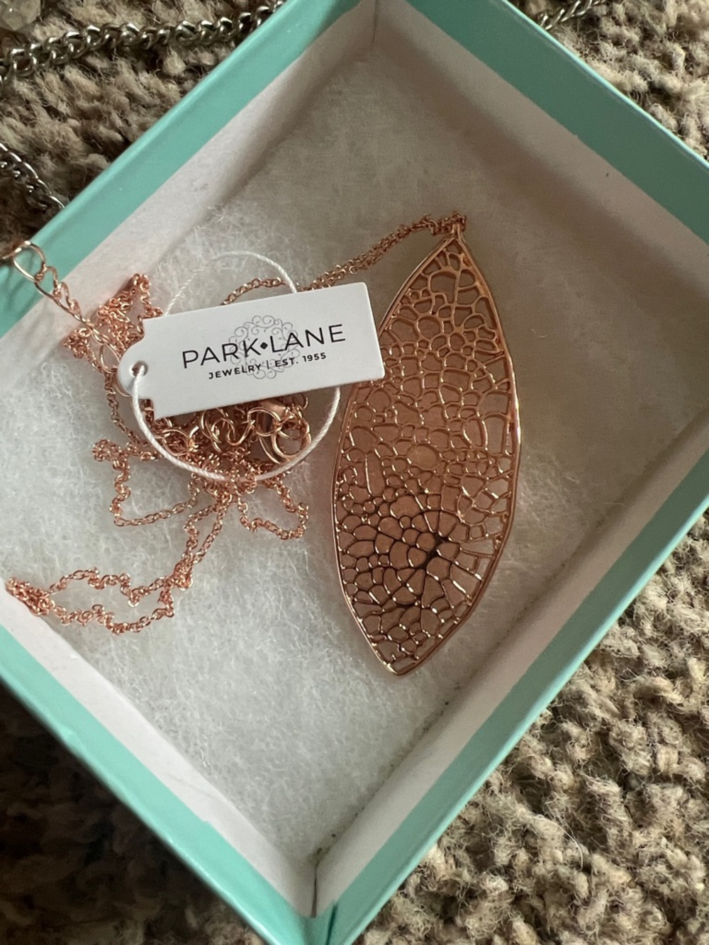 Park Lane Rose Gold Filigree Leaf Pendant Necklace - Picture 2 of 2